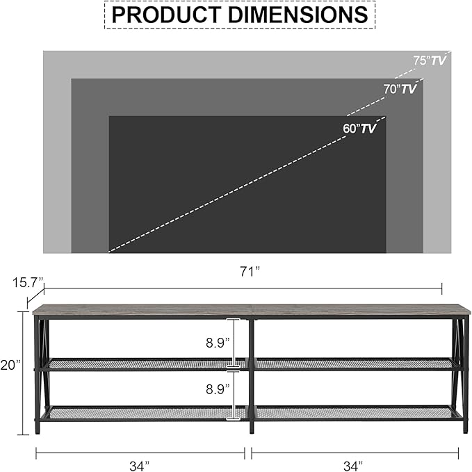 TV Stand for TVs up to 75 Inch, Entertainment Center for Living Room - Image 4