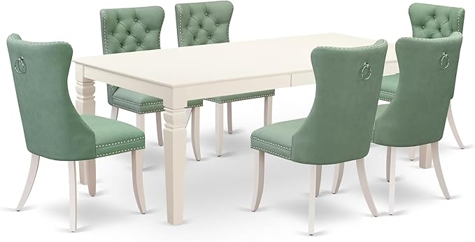 East West Furniture LGDA7-LWH-22 7 Piece Dining Table Set Contains a Rectangle by EastWestFurniture