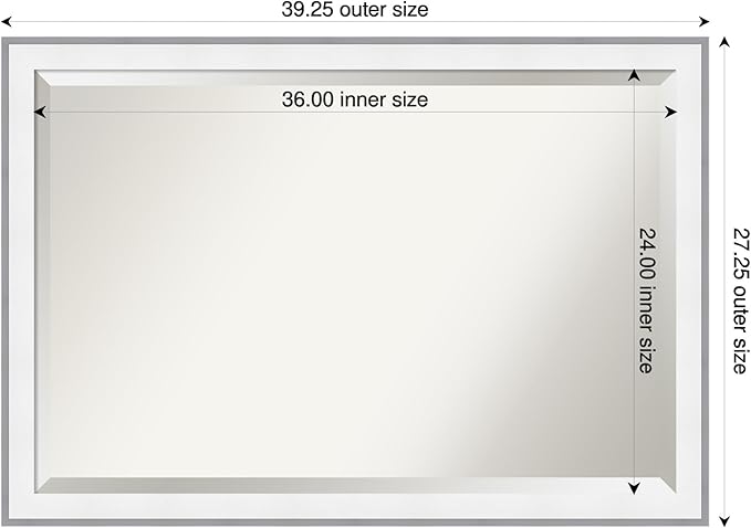 Amanti Art Bathroom Mirror for Over Sink, 27x39 Maya White Silver Rectangle - Image 3