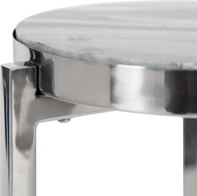 Kate and Laurel Aguilar Modern Drink Table; 9 x 9 x 23; Gray and Silver; - Image 7