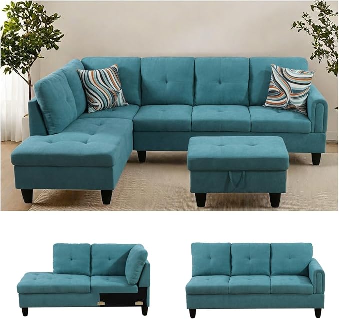 NAYSAYE Sectional Couch with Ottoman Storage, L Shaped Couch Sofa Furniture Sets - Image 6