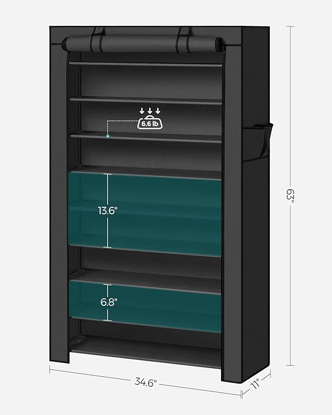 SONGMICS Shoe Rack with Non-Woven Fabric Cover, 9 Tier Storage Shelf - Image 3