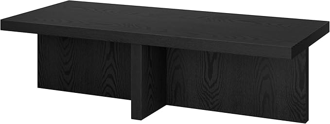Henn&Hart 54" Wide Rectangular Coffee Table in Natural Black, - Image 4