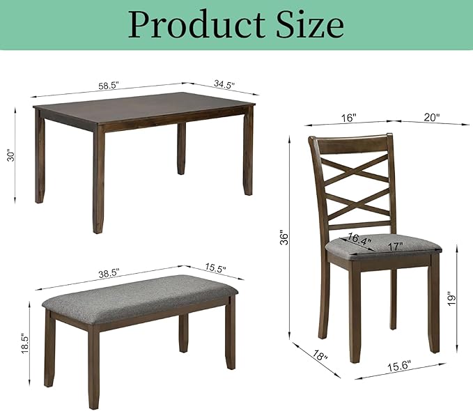 Dining Table Set, Wooden Kitchen Table Set - Image 3