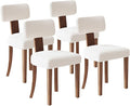 Mid-Century Dining Chair Set of 4, Upholstered Sherpa Seats by LUXOAKAddMoreStyletoHome