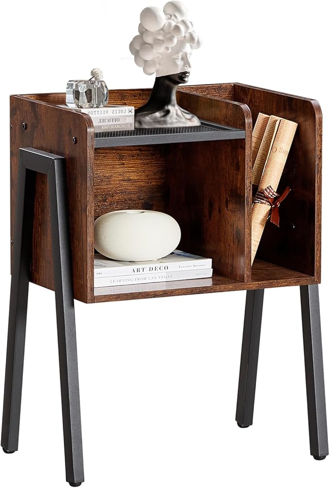 VECELO Nightstand Industrial End Table, Bedside Table by VECELO
