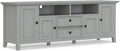 SIMPLIHOME Amherst 72-inch Wide Solid Wood TV Stand in Fog Grey, by SimpliHome