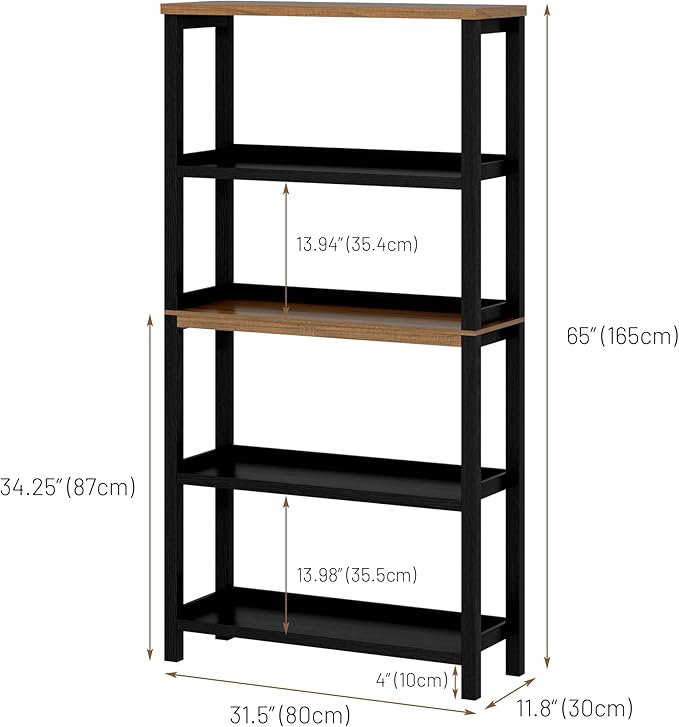 Vlsrka 5 Tier Wooden Bookshelf - Image 2
