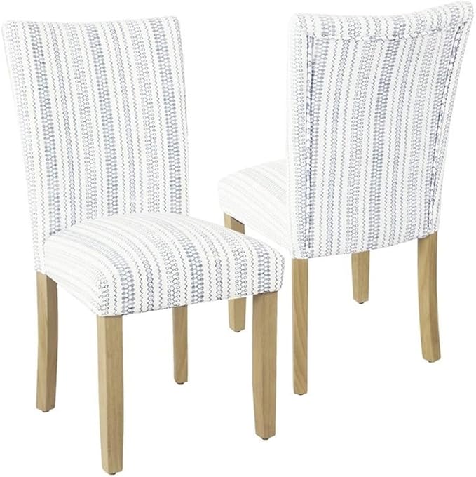 HomePop Classic Parsons Dining Chair -Blue Farmhouse Stripe by HomePop