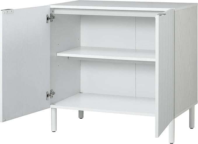 Sango Merk 2-Door Cabinet, Modern White Storage Cabinet - Image 6