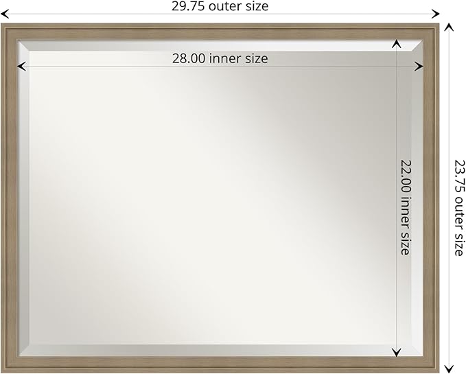 Amanti Art Brown Wall Mirror 24x30 Florence Light Brown Rectangle Bathroom - Image 4