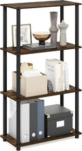 Furinno Turn-N-Tube 4-Tier Multipurpose Shelf Display Rack, Amber Pine/Black by Furinno-FitsYourSpaceFitsYourBudget
