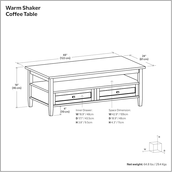 SIMPLIHOME Warm Shaker Coffee Table - Image 3