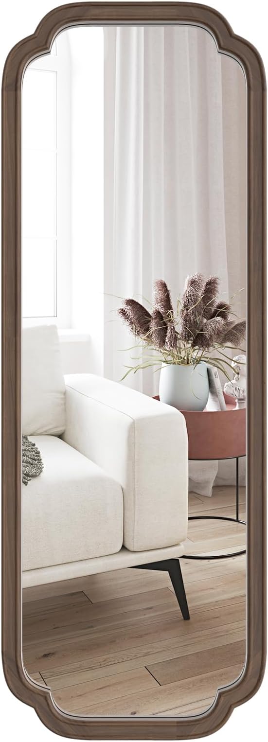 WallBeyond Full Length Mirror Wall Mounted 43"x16", Rustic Wooden Frame Floor by WallBeyond