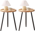 Tiita Round End Table Mental Side Table Nightstand/Small Wood Tables Accent by TiitaHome