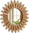 20 Inch Brown Boho Wall Decor Sunburst Mirror by Unknown
