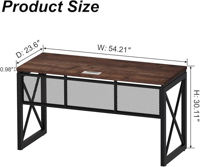 BON AUGURE Farmhouse Computer Desk, Modern Industrial Home Office Desks - Image 2