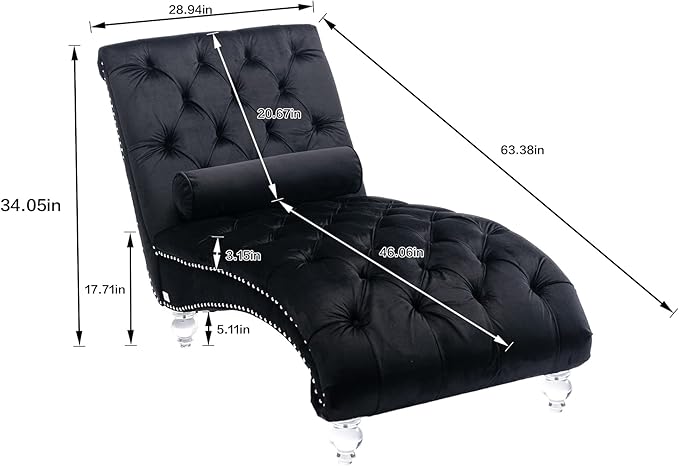 HomSof Modern Armless Velvet Chaise Lounge Indoor Chair - Image 2