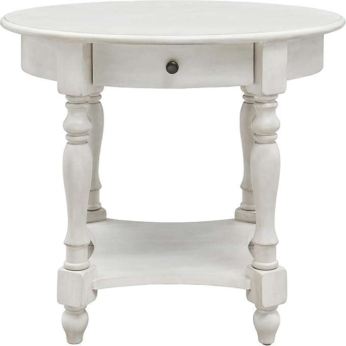 MODERION Oval End Table with Drawer, Solid Wood Sofa Side Storage Shelf - Image 8
