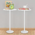 White Round Side Table Small End Table Set of 2 Modern Accent Table Pedestal by BTY