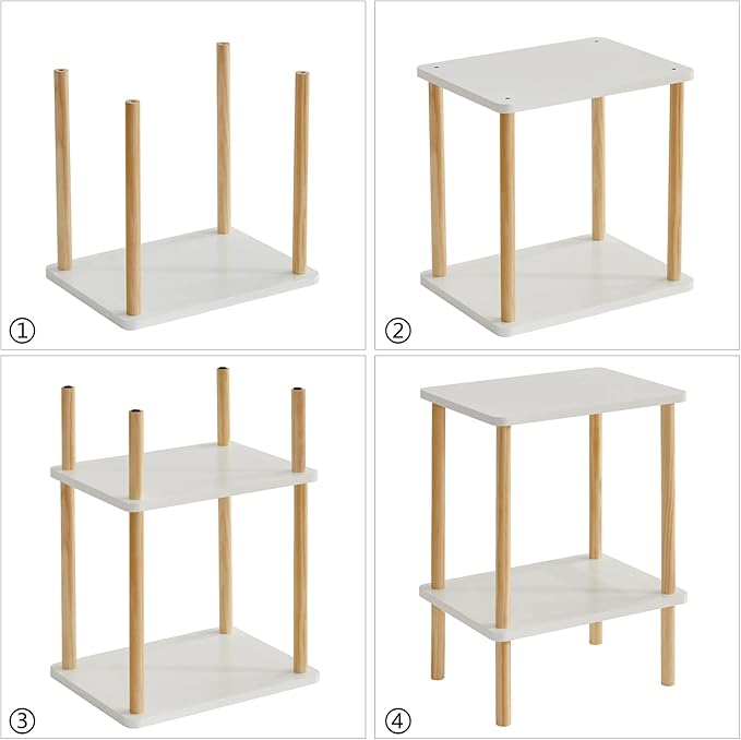 IBUYKE 2-Tier Side Table, Solid Wood Tall End Table - Image 9