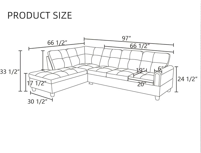 L-Shaped Sectional Sofa, Modern Sectional Couches Home Sofas - Image 2