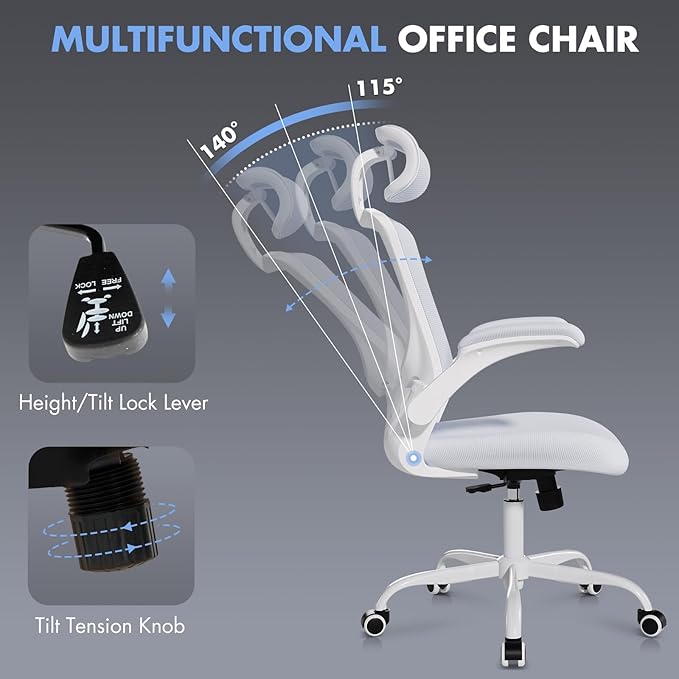 Ergonomic Office Chair with Adjustable Lumbar Support & Headrest, High Back - Image 4