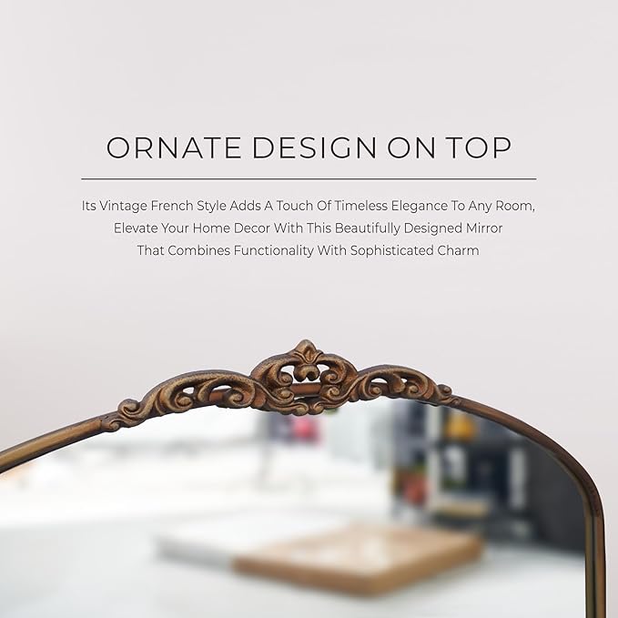 Distressed Antique Brass Wall Mirror Wide - Image 4