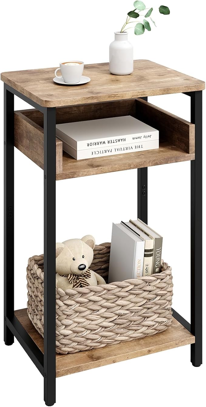 Side Table, 25 inch High End Table, Small Bedside Table by KJGKKHOME