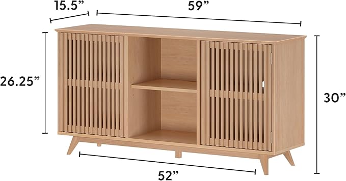 Plank+Beam Mid-Century Modern Wood TV Stand, Solid Wood Entertainment Console - Image 2
