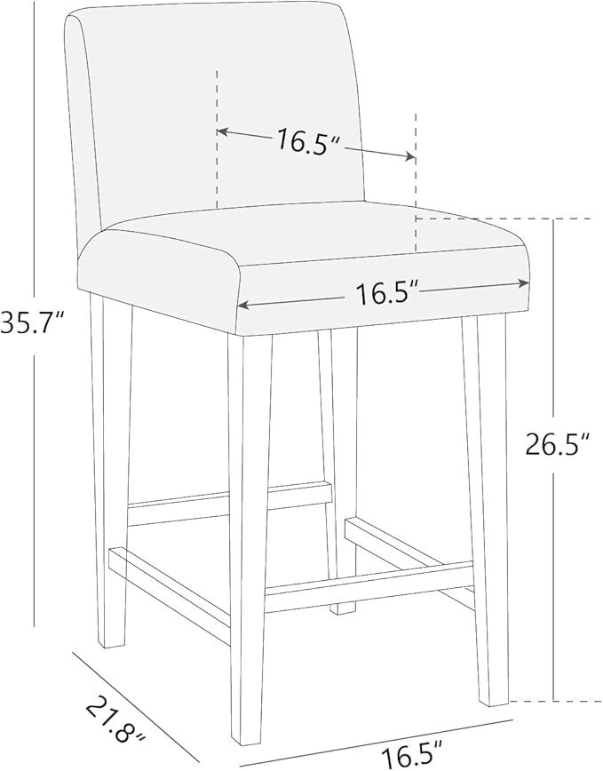 CHITA Counter Height Bar Stools Set of 2, PU Leather in White - Image 3