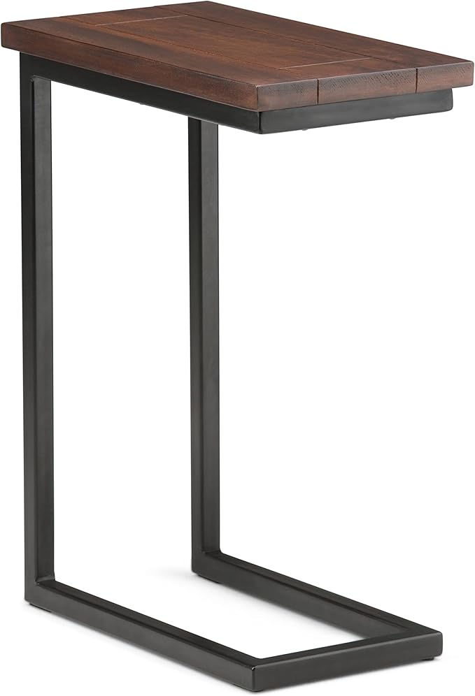 SIMPLIHOME Skyler 18-inch Wide Solid Mango/Metal Industrial C-Shaped End Table by SimpliHome