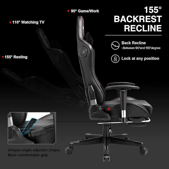 GTRACING Gaming Chair with Footrest Speakers Video Game Chair Bluetooth Music - Image 9