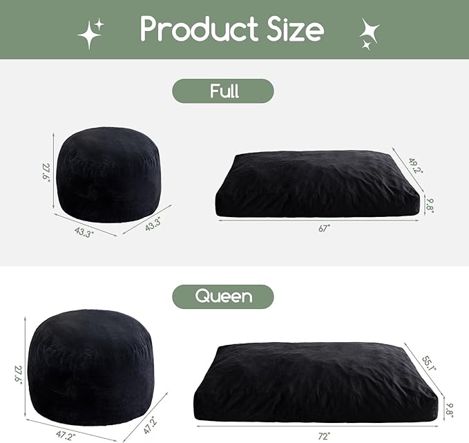 HIGOGOGO Giant Bean Bag Chair Bed - Image 2
