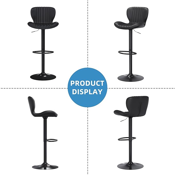 Shintenchi Bar Stools Set of 2 Modern Swivel Bar Chairs, Counter Height Faux - Image 7