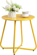 HollyHOME Round Metal Side Table, Rust-Resistant Patio Small Plant Stand by HollyHOME