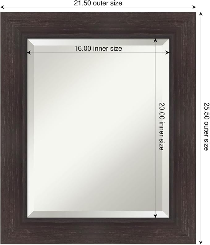 Amanti Art Brown Wall Mirror 26x22 Sloped Espresso Rectangle Bathroom Mirror - Image 3