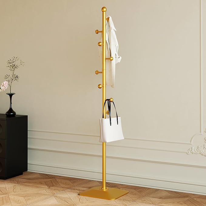 Gold coat rack, Metal coat hanger stand, Coat Tree freestanding Heavy duty - Image 8