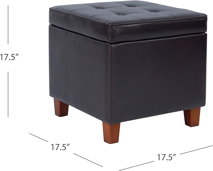 HomePop Leatherette Tufted Square Storage Ottoman - Image 3