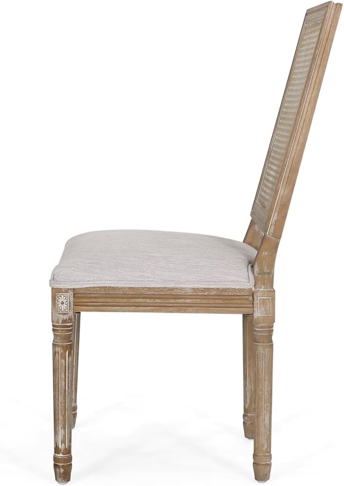 Merax Upholstered Solid Wood Dining Chairs Set of 2, French Country Style - Image 8