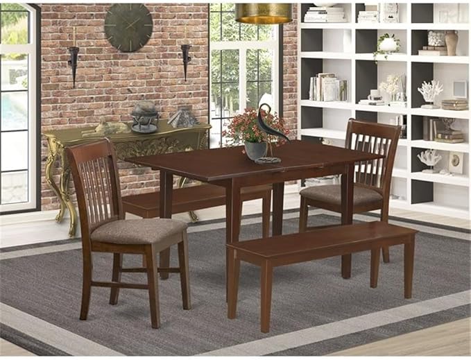 East West Furniture PSNO5C-MAH-C 5 Piece Dinette Set Includes a Rectangle - Image 2