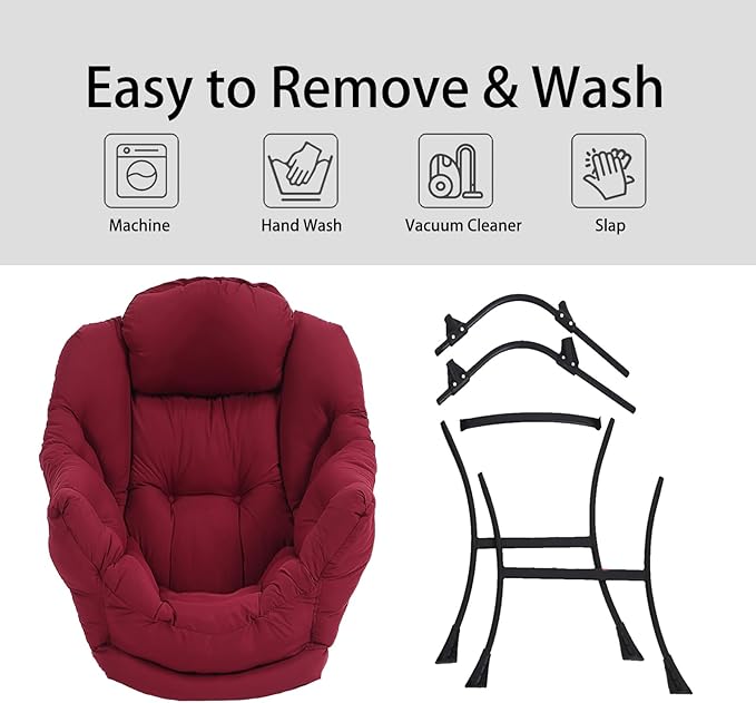 LITA Lazy Chair with Ottoman, Modern Accent Leisure Upholstered Sofa, - Image 5
