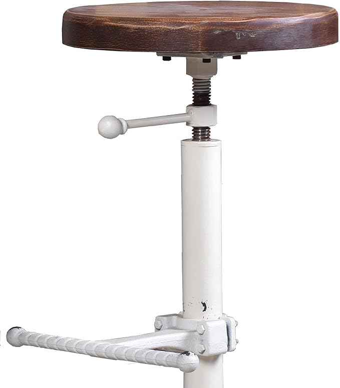 Topower Industrial Retro Vintage Farm Wooden Tractor Stool Kitchen Swivel - Image 5