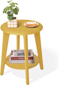 Round Side Table Gold Wooden End Table by FEUFOAM