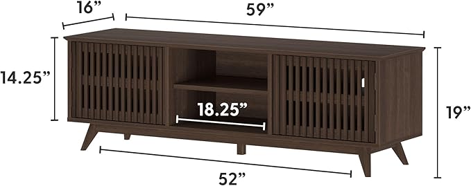 Plank+Beam Mid-Century Modern Wood TV Stand, Solid Wood Entertainment Console - Image 7