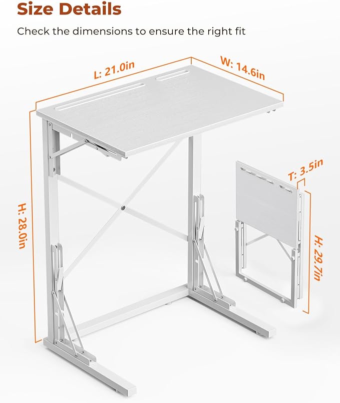 21''Wx28''H Folding TV Tray for Eating, Small Foldable C-Shaped Tray Table - Image 3