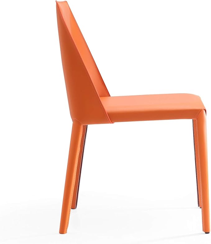 Manhattan Comfort Paris Modern Saddle Leather Dining Chairs, Metal Frame - Image 5