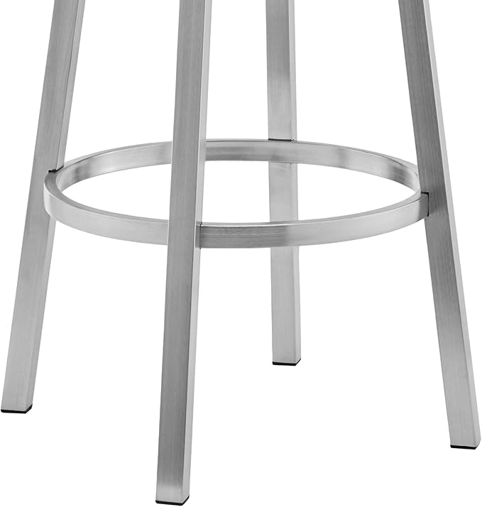 Armen Living Lorin Modern 30" Seat Height White Faux Leather and Brushed - Image 8