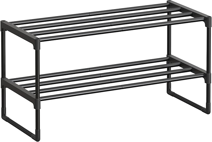 SONGMICS Shoe Rack, 2-Tier Shoe Organizer, Metal Storage Shelf, Upright or by SONGMICSbySONGMICSHOME