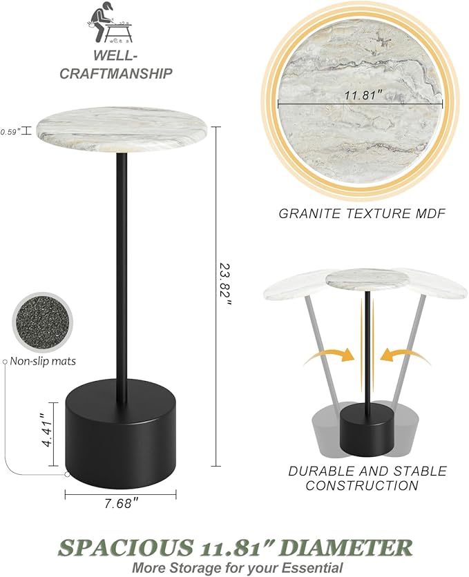 Drink Table Pedestal, Round Side Table, Drink Tables - Image 2